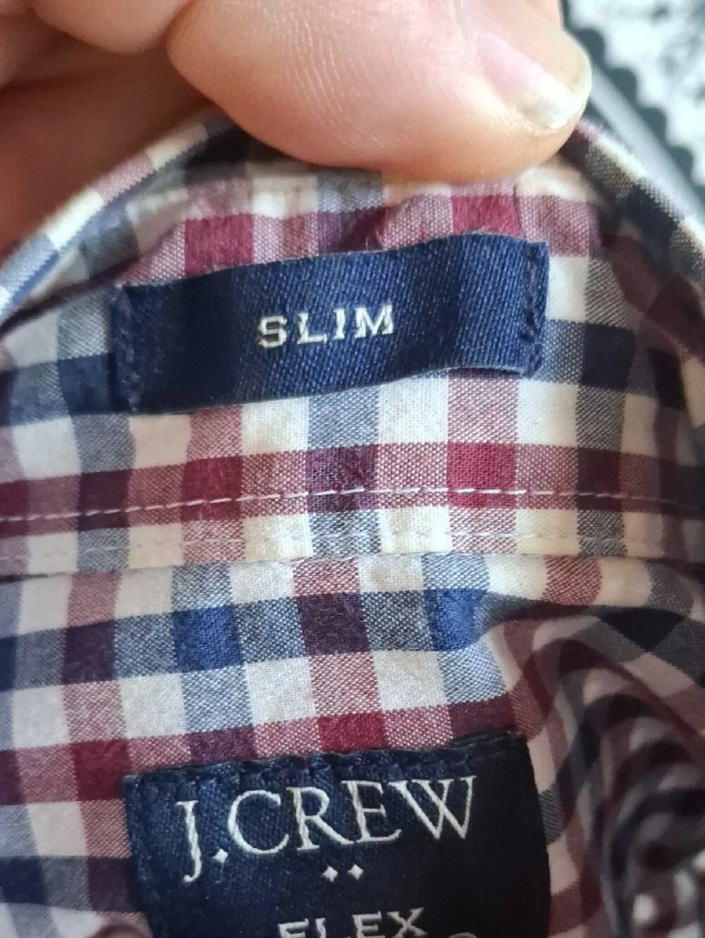 J. Crew Red Navy White Gingham Button-Down Shirt